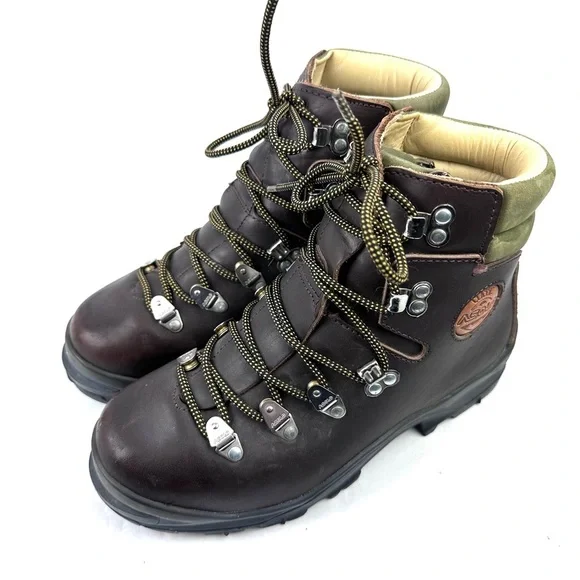 Asolo Vintage Hiking Boots Mens 7 Womens 8.5 Brown Leather Lace Up Heavy Duty - Picture 3 of 11
